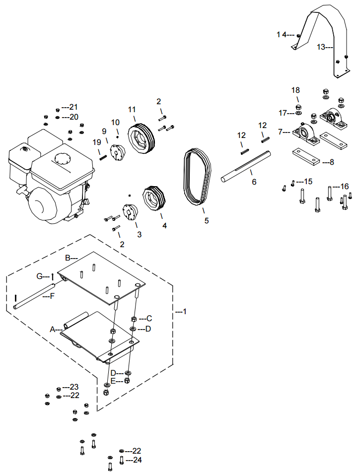 Little Beaver KT200B Belt Drive Assembly Parts Diagram