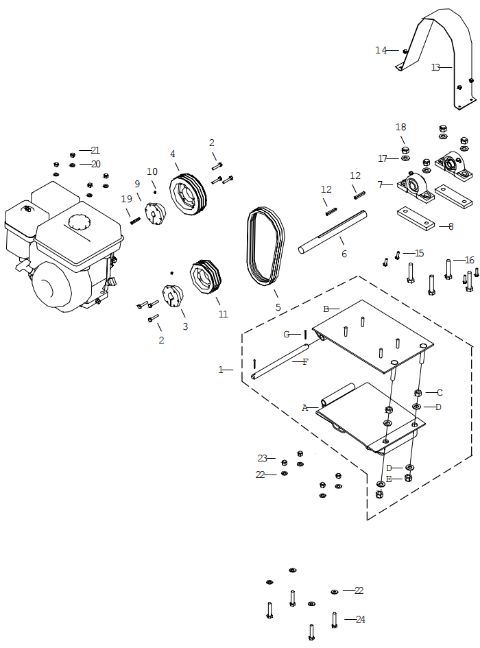 Little Beaver KT2400B Belt Drive Assembly Parts Diagram