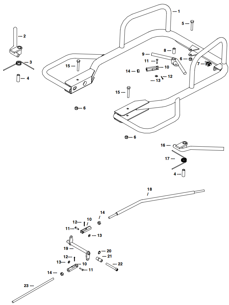 Little Beaver Towable Handle and Rock Shaft Linkage Parts Diagram