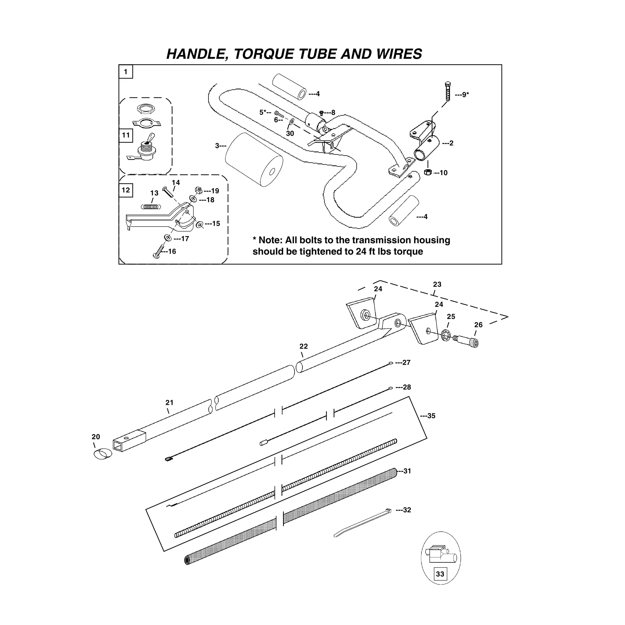 Handle, Torque Tube, & Wires